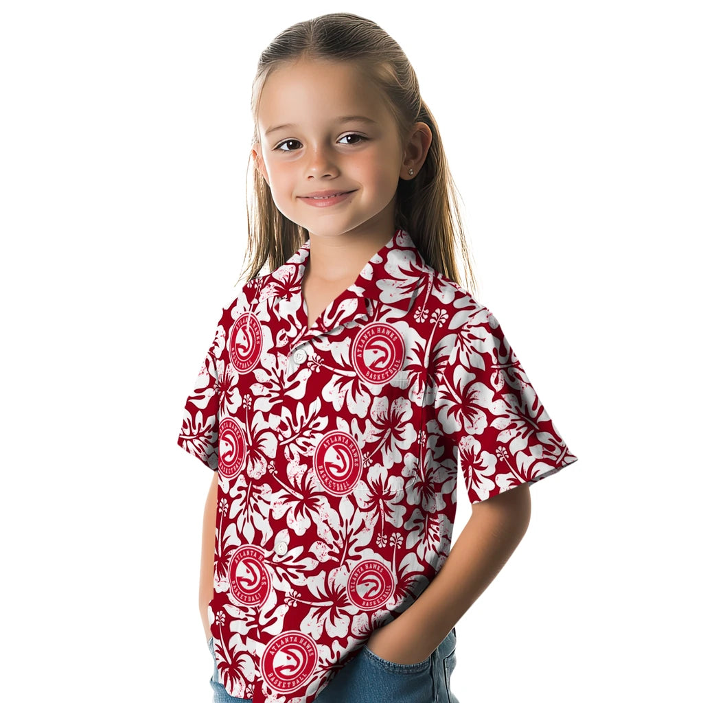 Atlanta Hawks Hawaiian Shirt - Hibiscus Motif | Hula Hawaiian Shirts