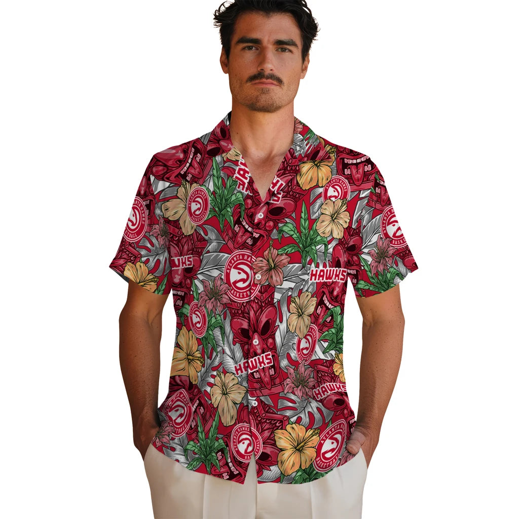 Atlanta Hawks Hawaiian Shirt - Hibiscus Tiki Jungle | Hula Hawaiian Shirts