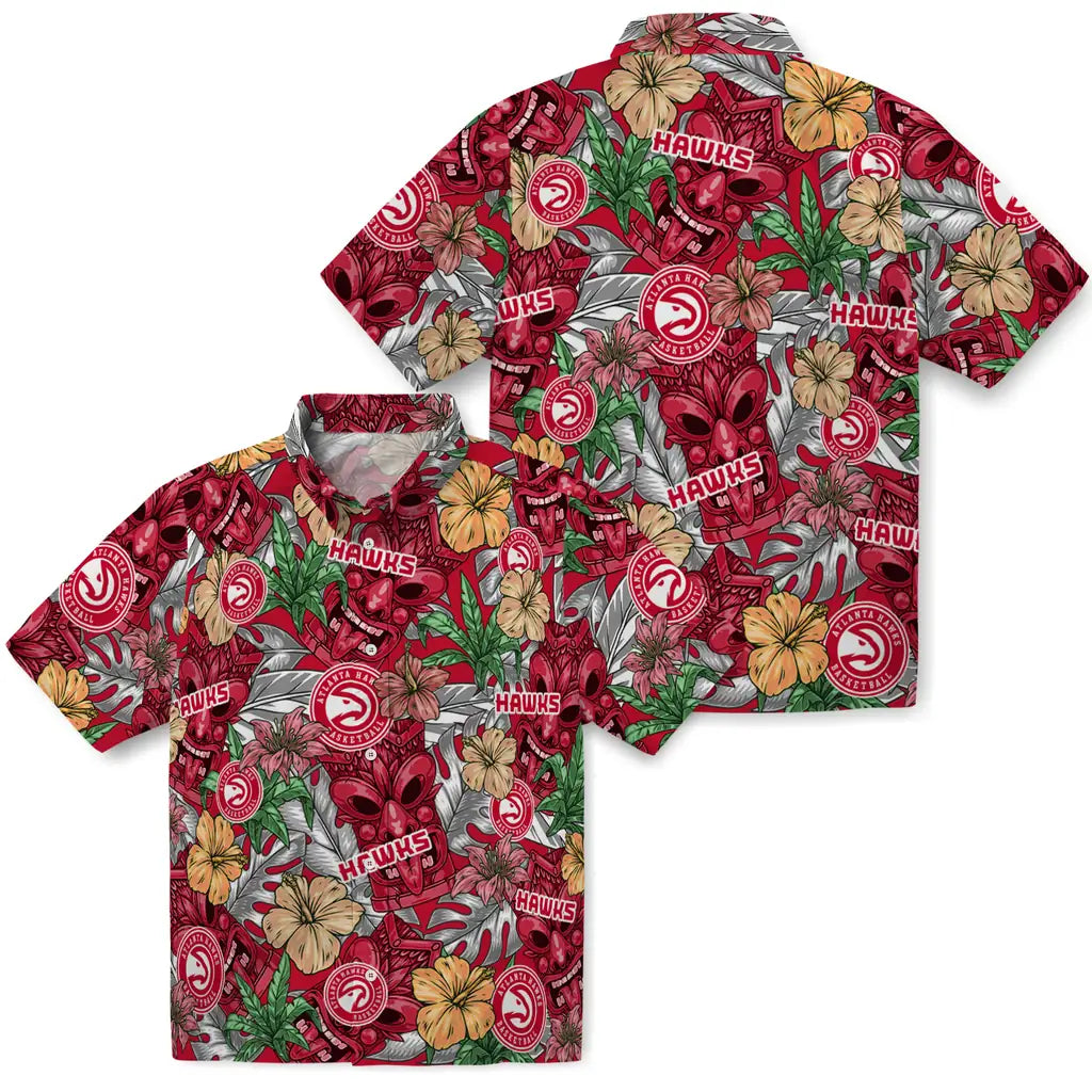 Atlanta Hawks Hawaiian Shirt - Hibiscus Tiki Jungle | Hula Hawaiian Shirts