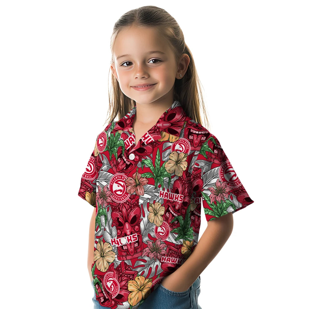 Atlanta Hawks Hawaiian Shirt - Hibiscus Tiki Jungle | Hula Hawaiian Shirts