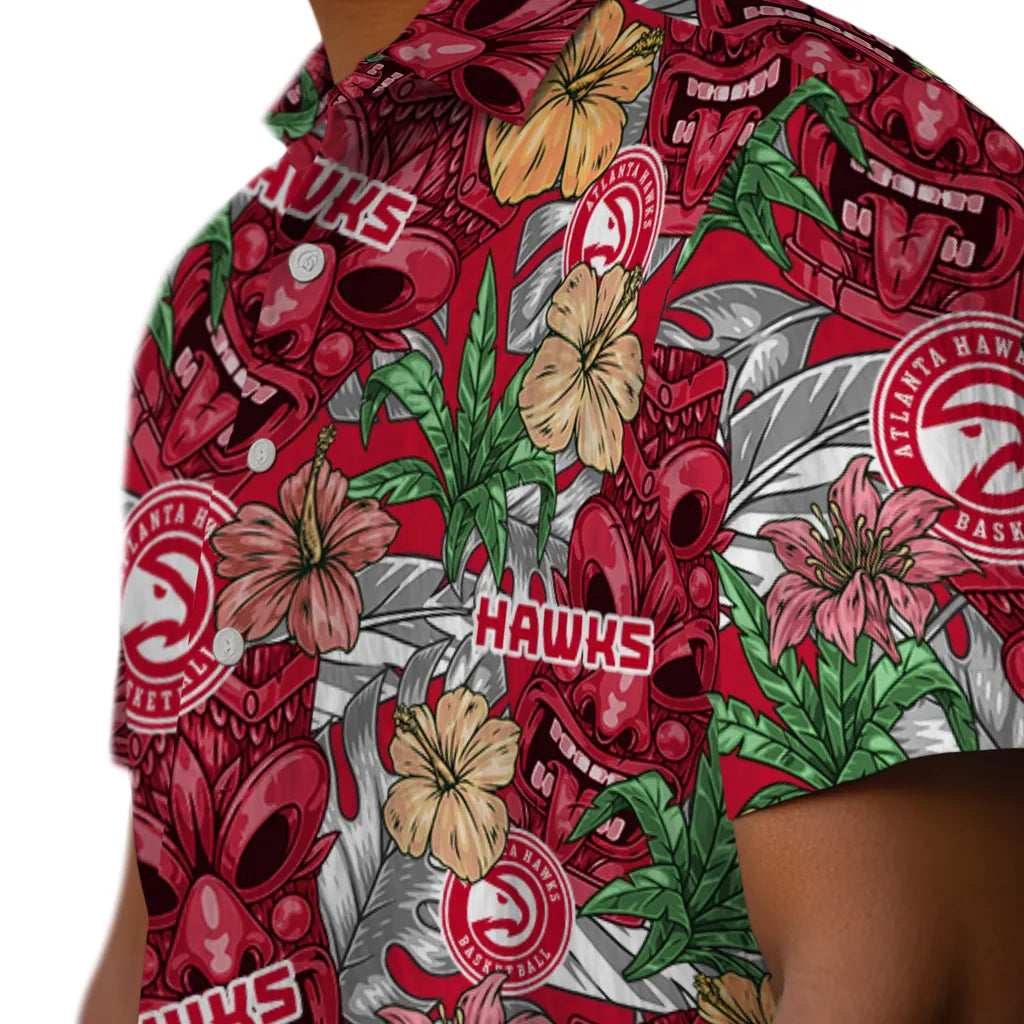 Atlanta Hawks Hawaiian Shirt - Hibiscus Tiki Jungle | Hula Hawaiian Shirts