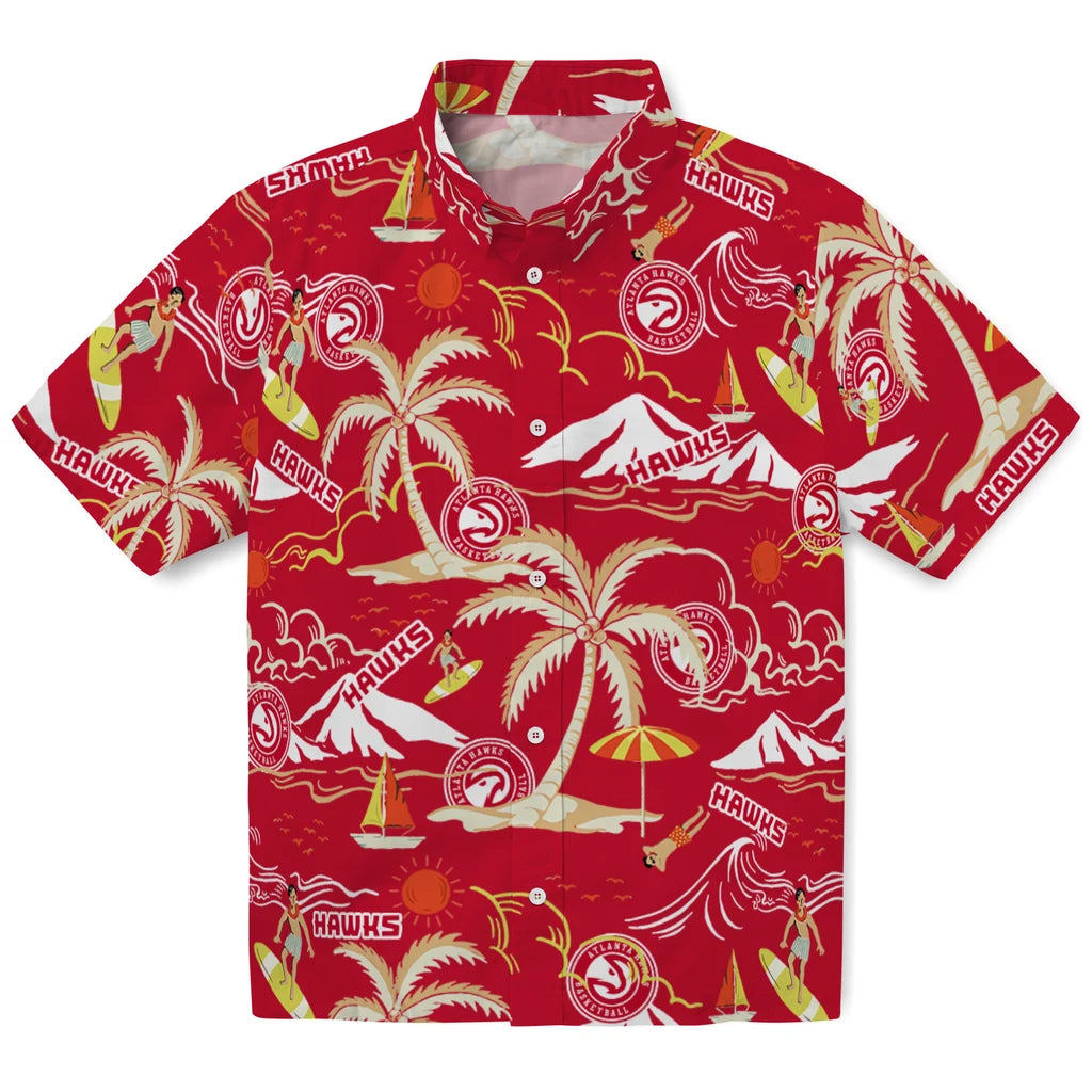 Atlanta Hawks Hawaiian Shirt - Palm Tree Island | Hula Hawaiian Shirts