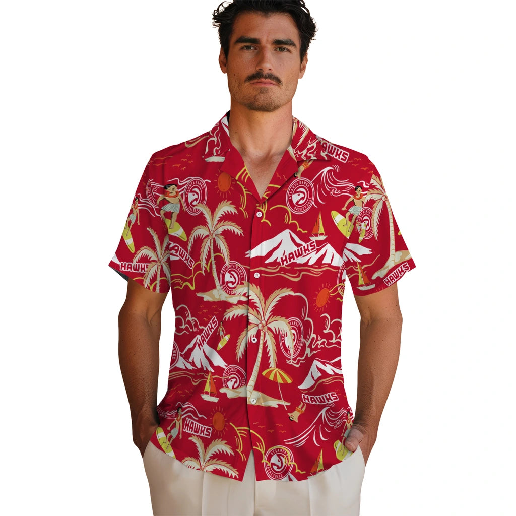 Atlanta Hawks Hawaiian Shirt - Palm Tree Island | Hula Hawaiian Shirts