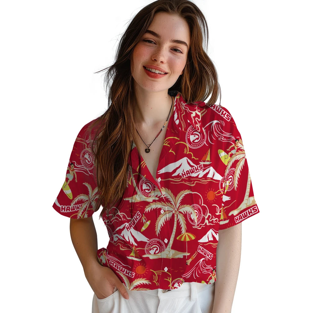 Atlanta Hawks Hawaiian Shirt - Palm Tree Island | Hula Hawaiian Shirts