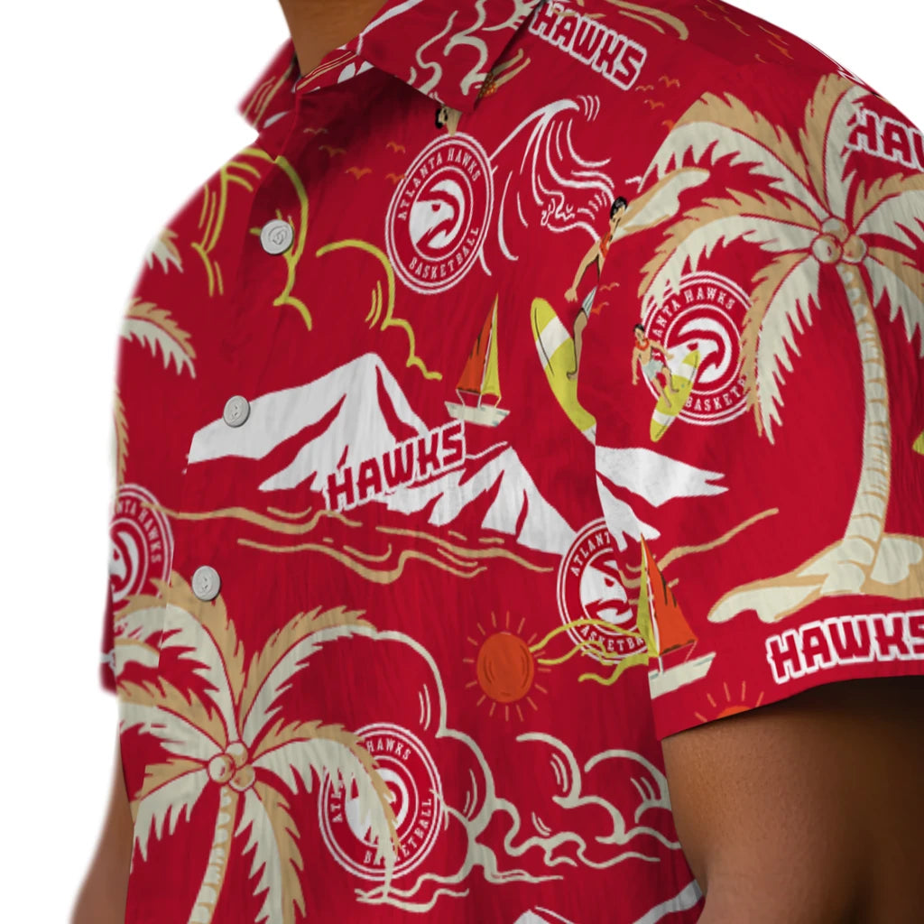 Atlanta Hawks Hawaiian Shirt - Palm Tree Island | Hula Hawaiian Shirts