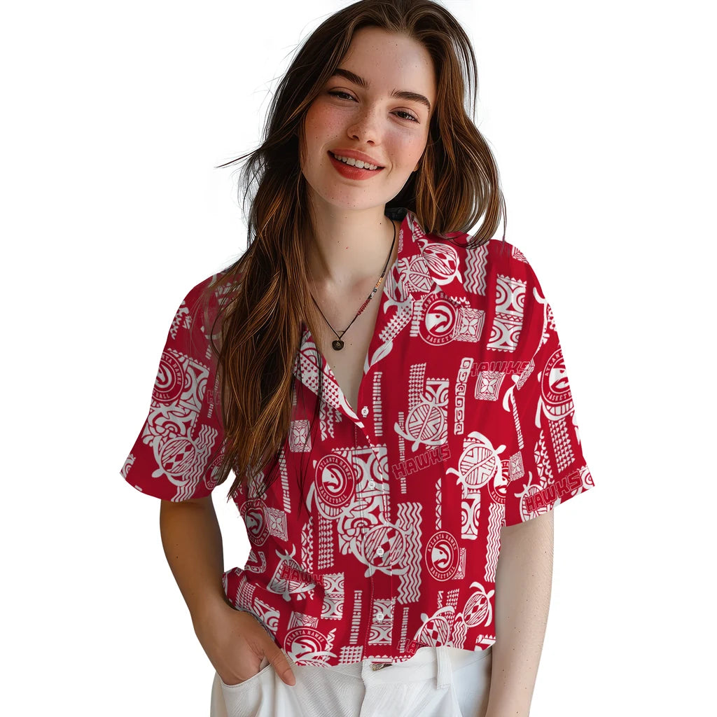 Atlanta Hawks Hawaiian Shirt - Turtle Lines | Hula Hawaiian Shirts