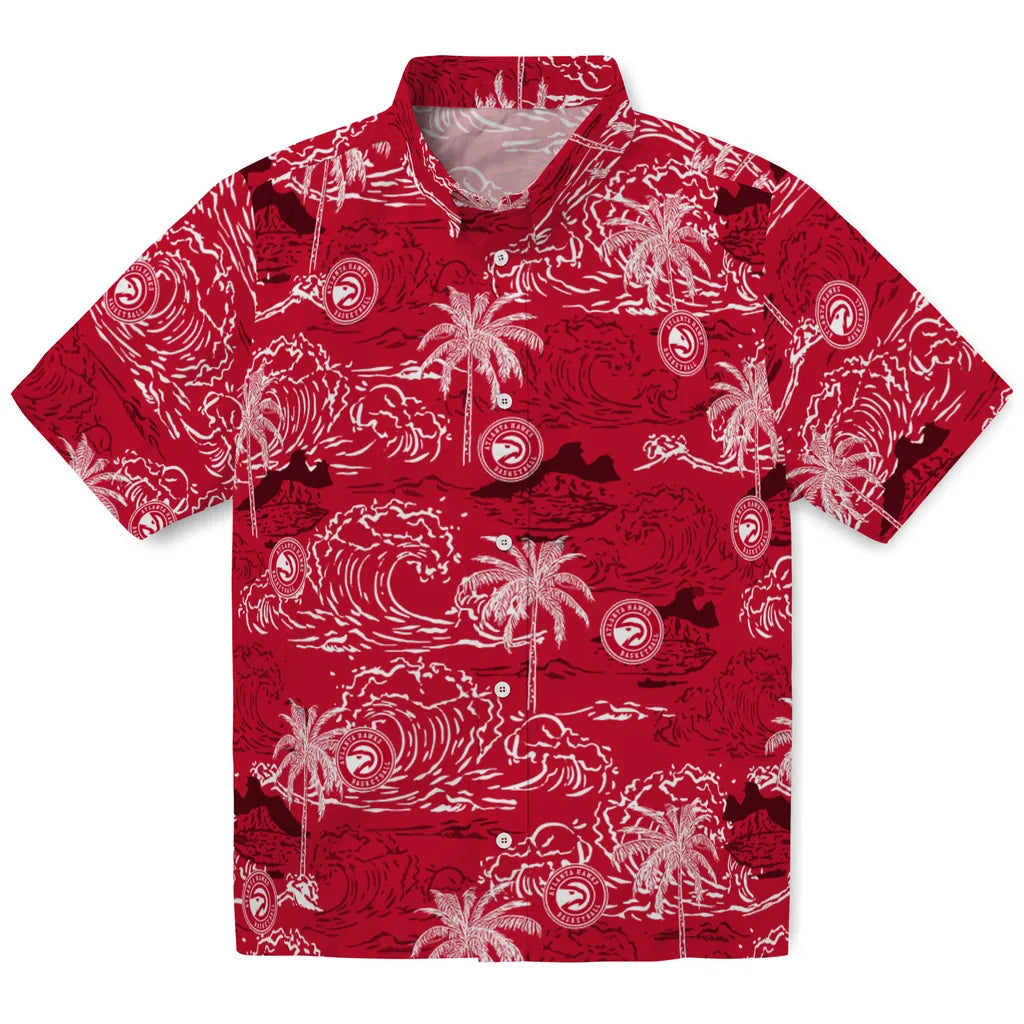 Atlanta Hawks Hawaiian Shirt - Wave Palm | Hula Hawaiian Shirts
