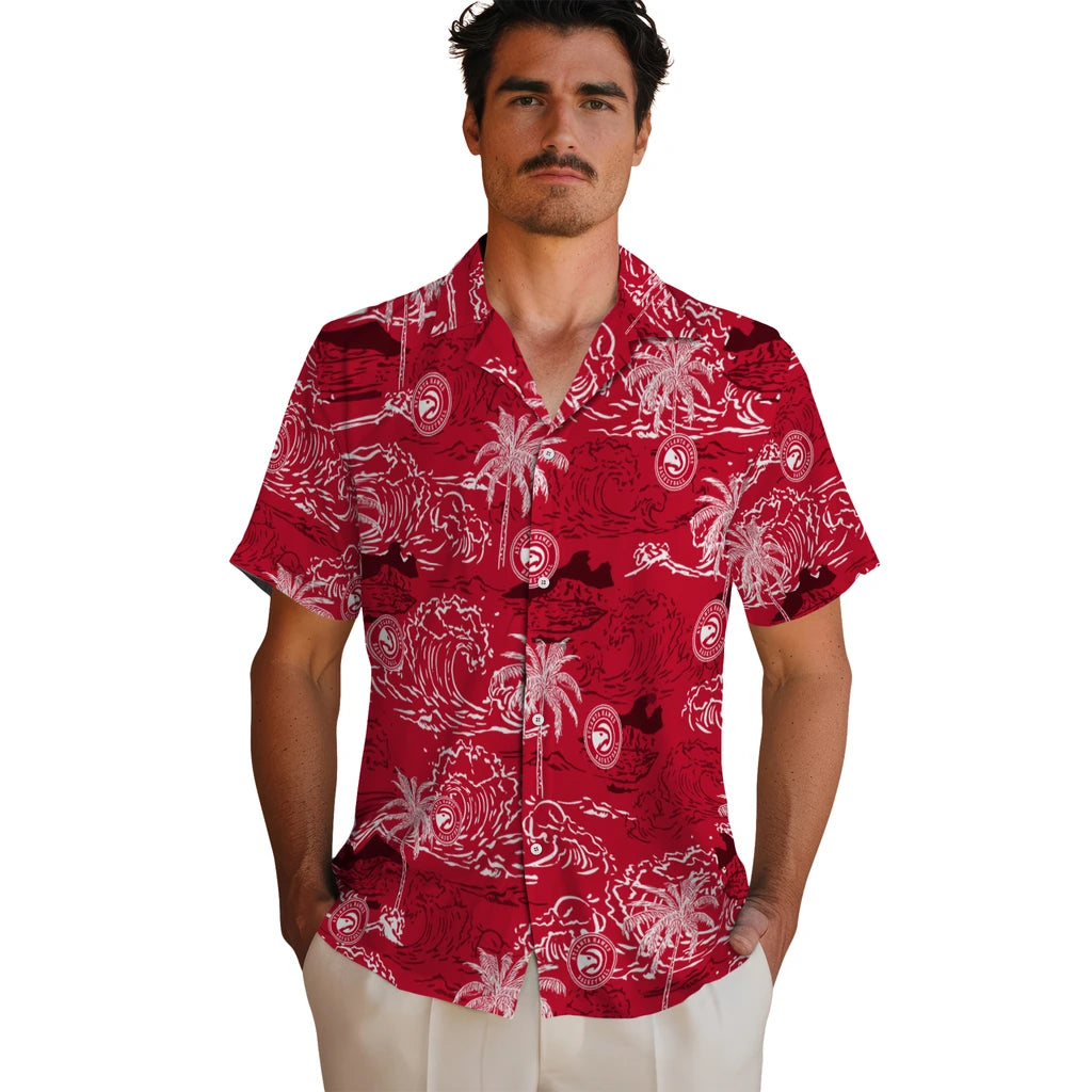 Atlanta Hawks Hawaiian Shirt - Wave Palm | Hula Hawaiian Shirts