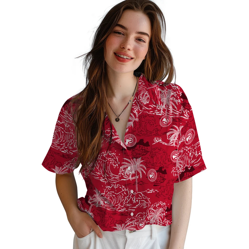 Atlanta Hawks Hawaiian Shirt - Wave Palm | Hula Hawaiian Shirts