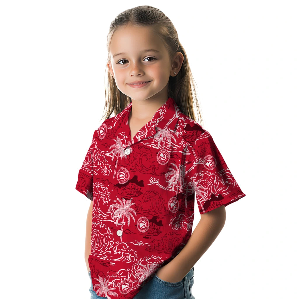 Atlanta Hawks Hawaiian Shirt - Wave Palm | Hula Hawaiian Shirts