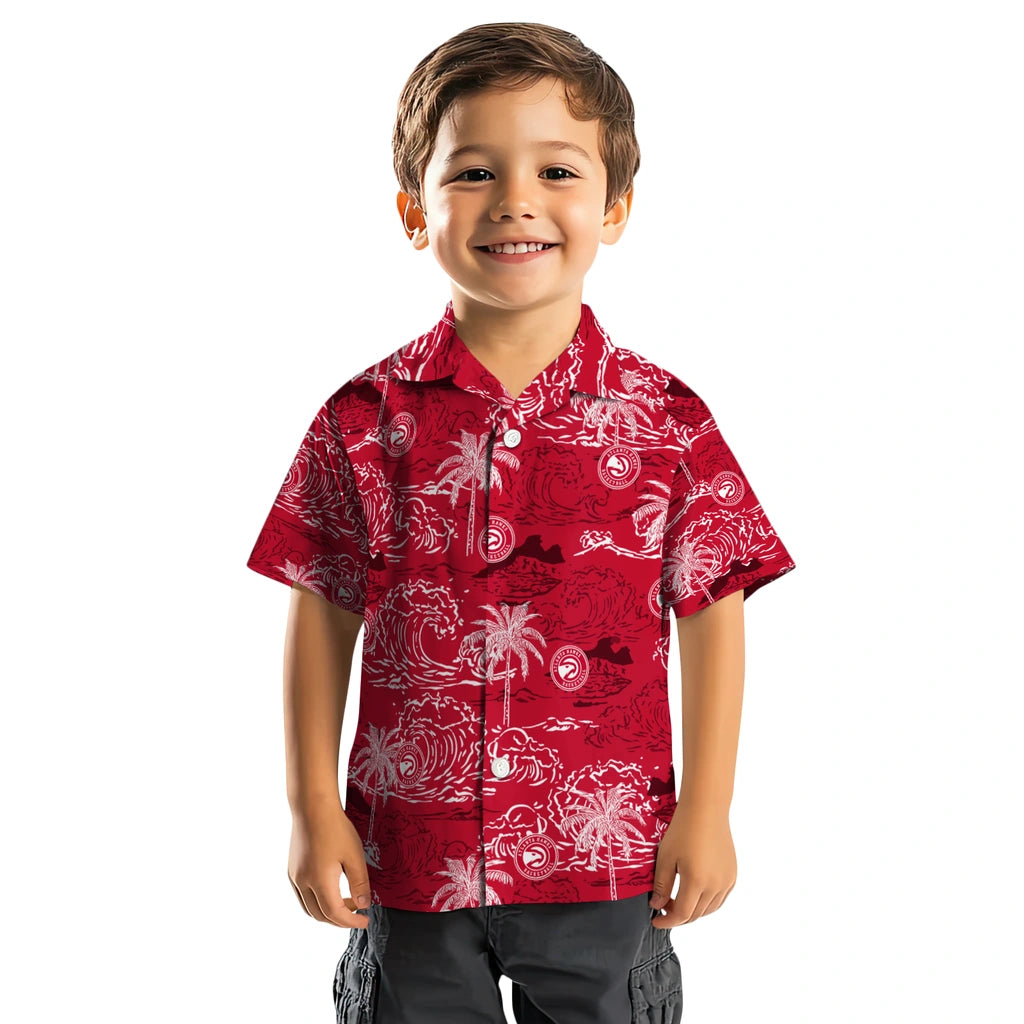 Atlanta Hawks Hawaiian Shirt - Wave Palm | Hula Hawaiian Shirts