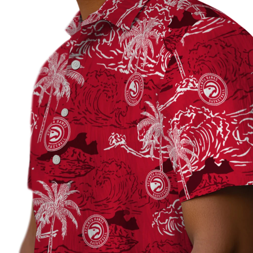 Atlanta Hawks Hawaiian Shirt - Wave Palm | Hula Hawaiian Shirts