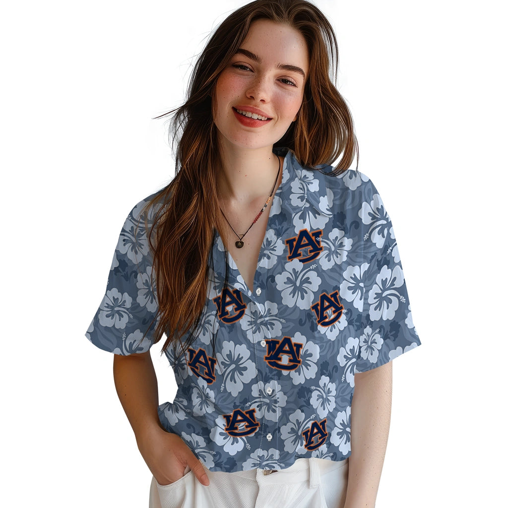 Auburn Tigers Hawaiian Shirt - Hibiscus Cluster | Hula Hawaiian Shirts