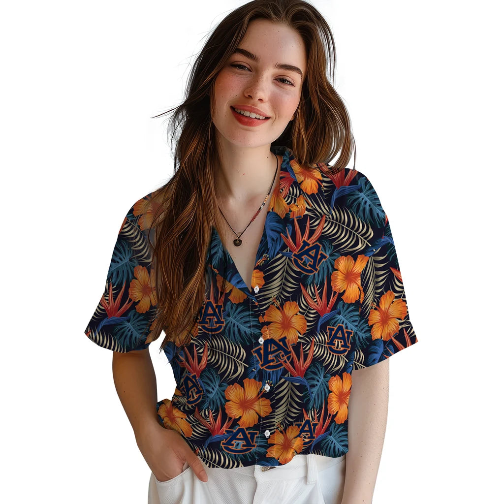 Auburn Tigers Hawaiian Shirt - Hibiscus Foliage | Hula Hawaiian Shirts