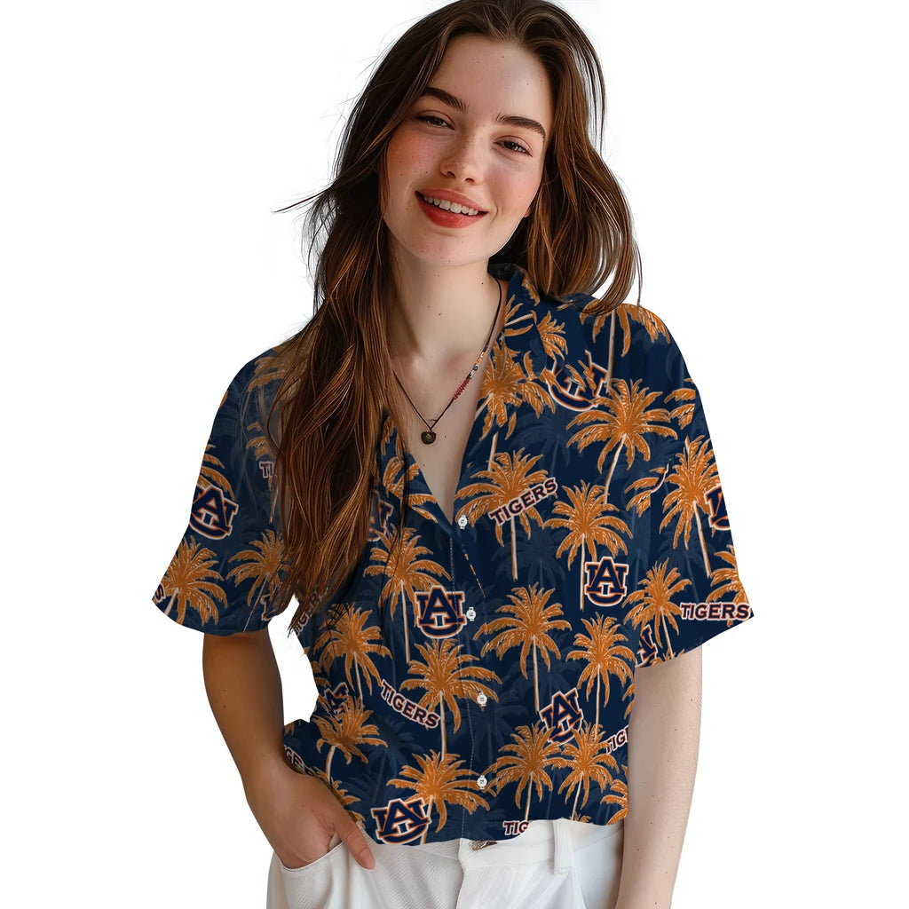 Auburn Tigers Hawaiian Shirt - Palm Tree Motif | Hula Hawaiian Shirts