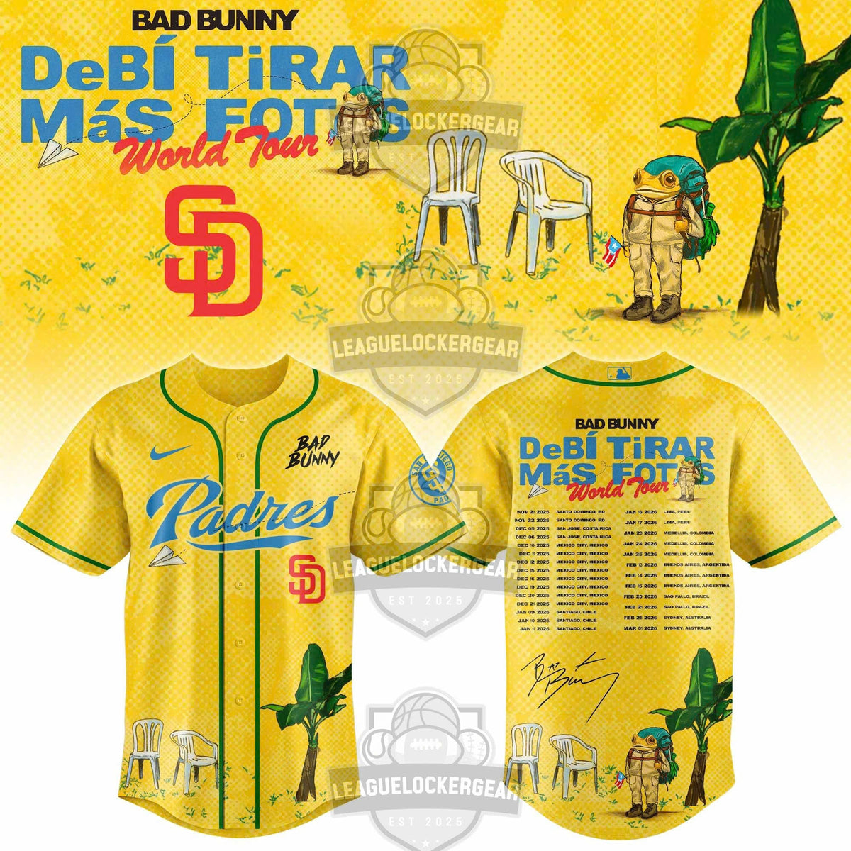 Bad Bunny San Diego Padres DeBí TiraR MáS FOT World Tour Baseball Jersey - LeagueLockerGear