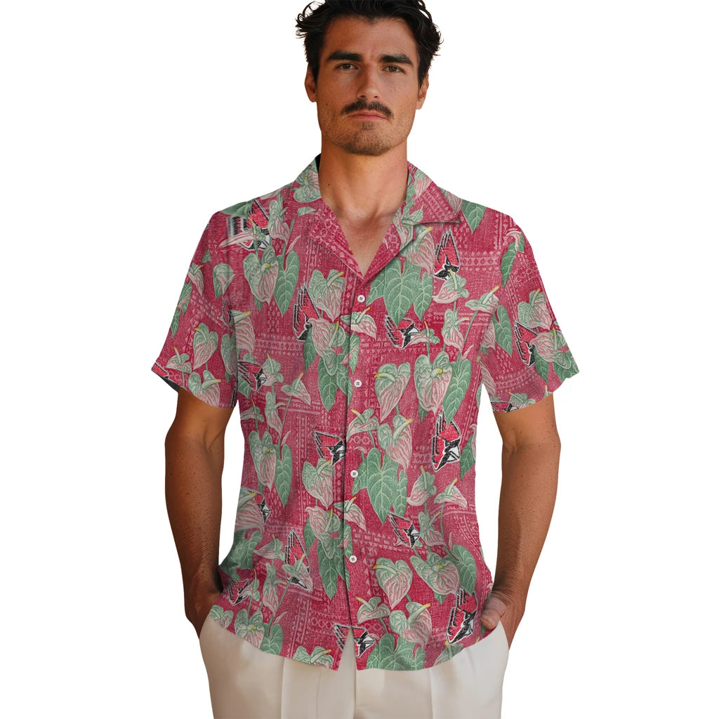 Ball State Cardinals Hawaiian Shirt - Anthurium Overlay | Hula Hawaiian Shirts