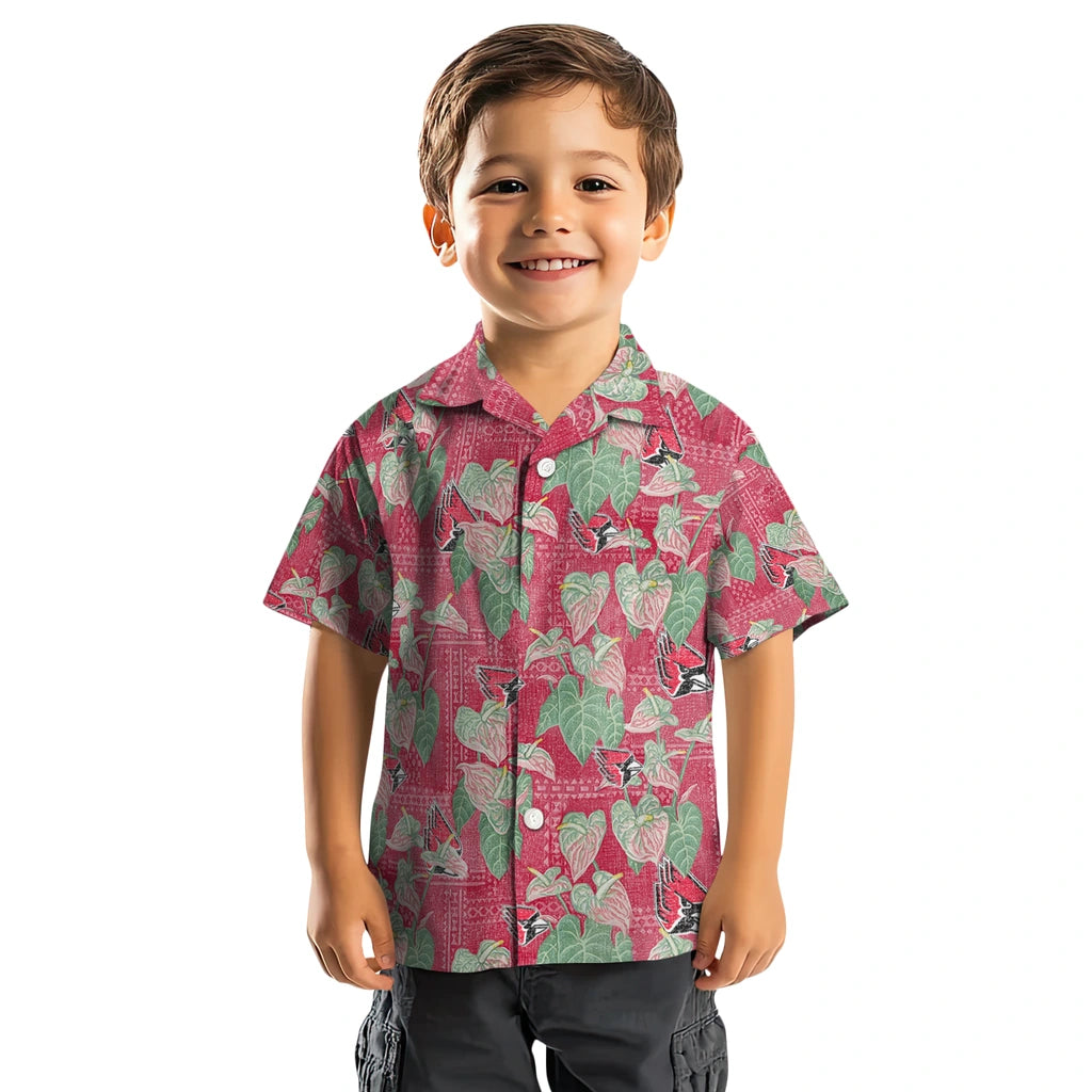 Ball State Cardinals Hawaiian Shirt - Anthurium Overlay | Hula Hawaiian Shirts