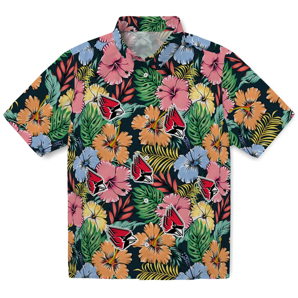 Ball State Cardinals Hawaiian Shirt - Brilliant Hibiscus Garden | Hula Hawaiian Shirts