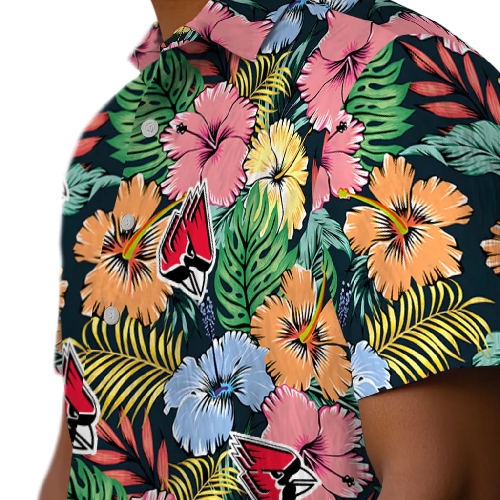Ball State Cardinals Hawaiian Shirt - Brilliant Hibiscus Garden | Hula Hawaiian Shirts
