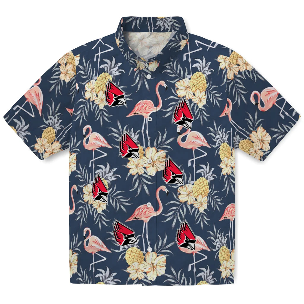 Ball State Cardinals Hawaiian Shirt - Flamingo Hibiscus | Hula Hawaiian Shirts