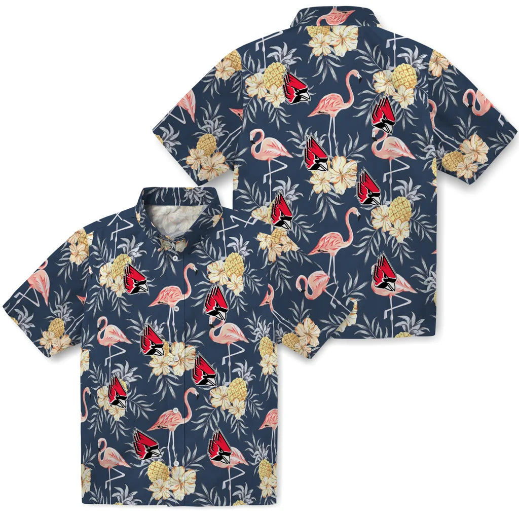 Ball State Cardinals Hawaiian Shirt - Flamingo Hibiscus | Hula Hawaiian Shirts