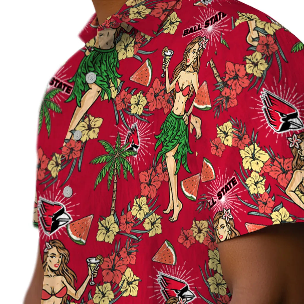 Ball State Cardinals Hawaiian Shirt - Hawaiian Girls Design | Hula Hawaiian Shirts