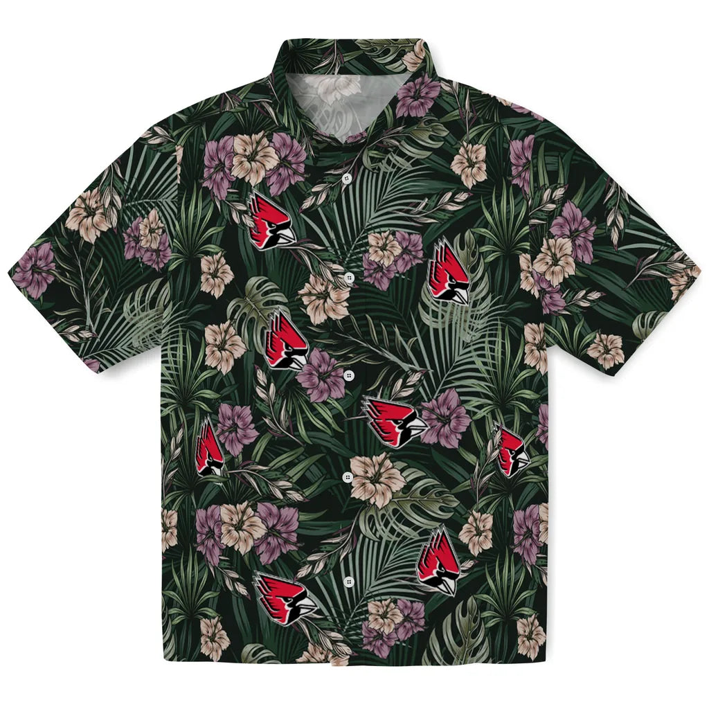 Ball State Cardinals Hawaiian Shirt - Hibiscus Leaves Pattern | Hula Hawaiian Shirts