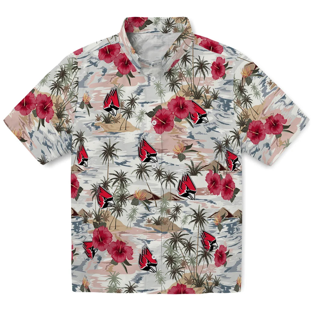 Ball State Cardinals Hawaiian Shirt - Hibiscus Seaside | Hula Hawaiian Shirts