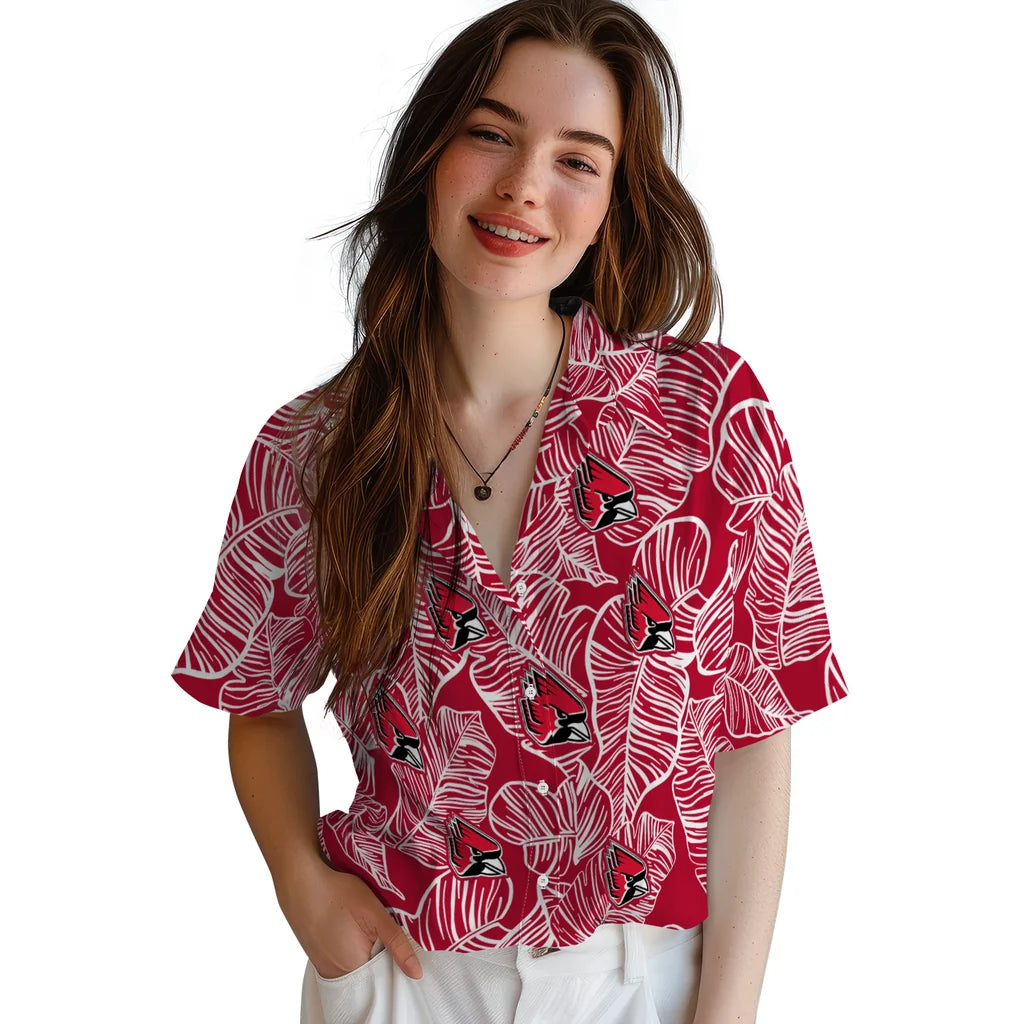 Ball State Cardinals Hawaiian Shirt - Leaf Outline | Hula Hawaiian Shirts