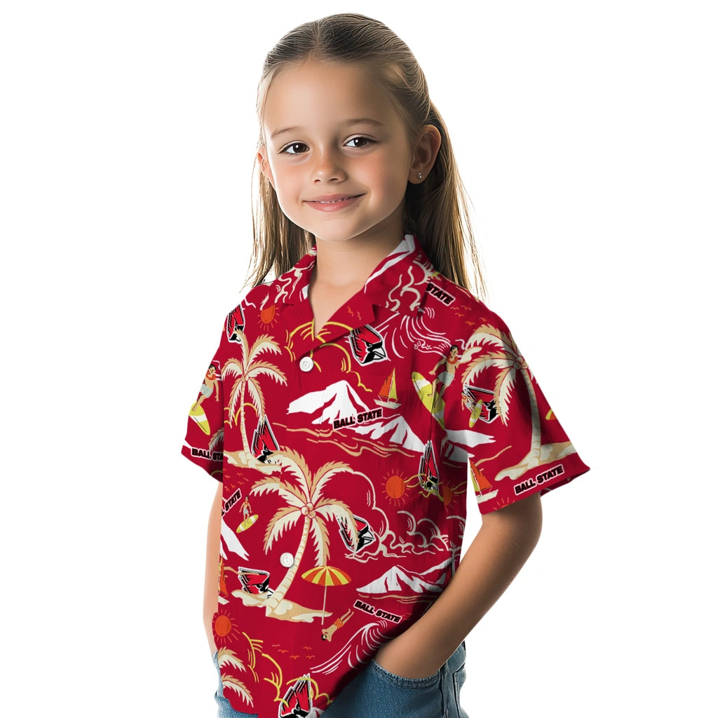 Ball State Cardinals Hawaiian Shirt - Palm Tree Island | Hula Hawaiian Shirts
