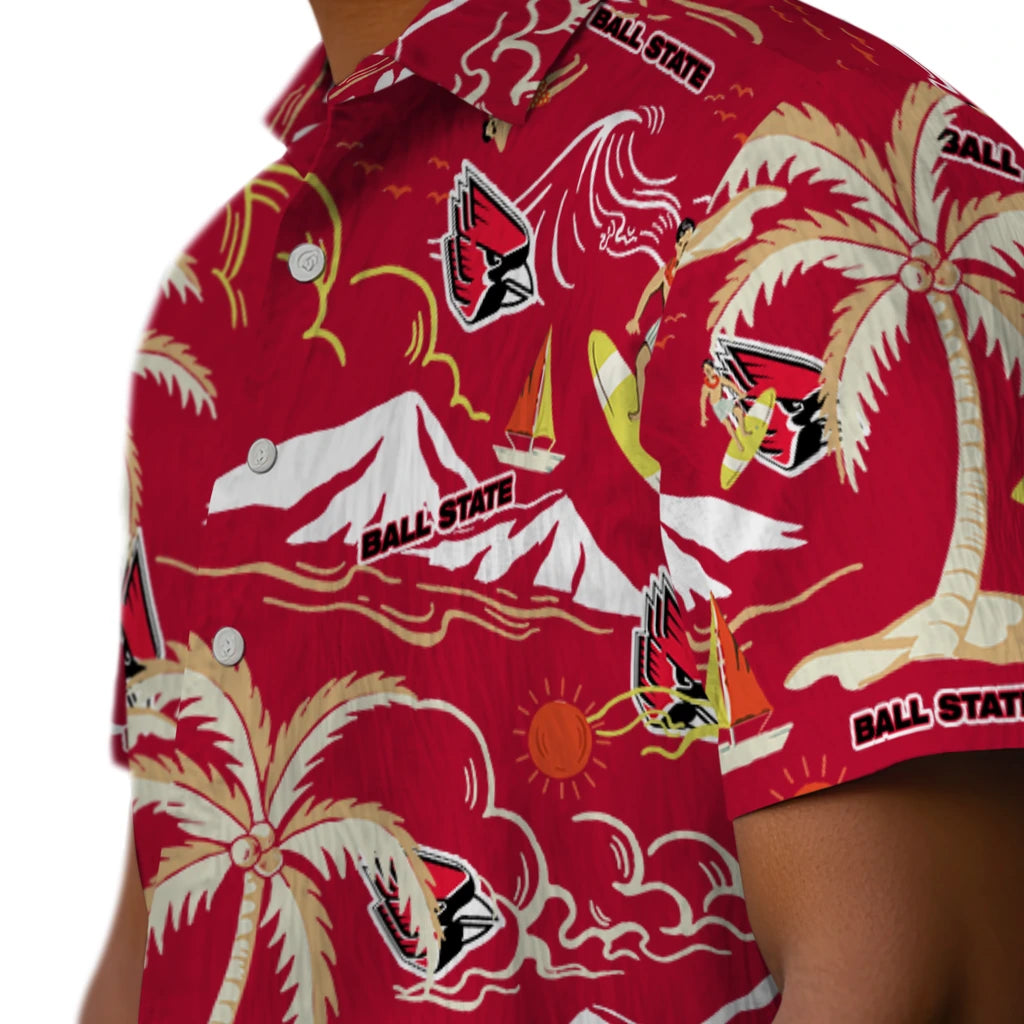 Ball State Cardinals Hawaiian Shirt - Palm Tree Island | Hula Hawaiian Shirts