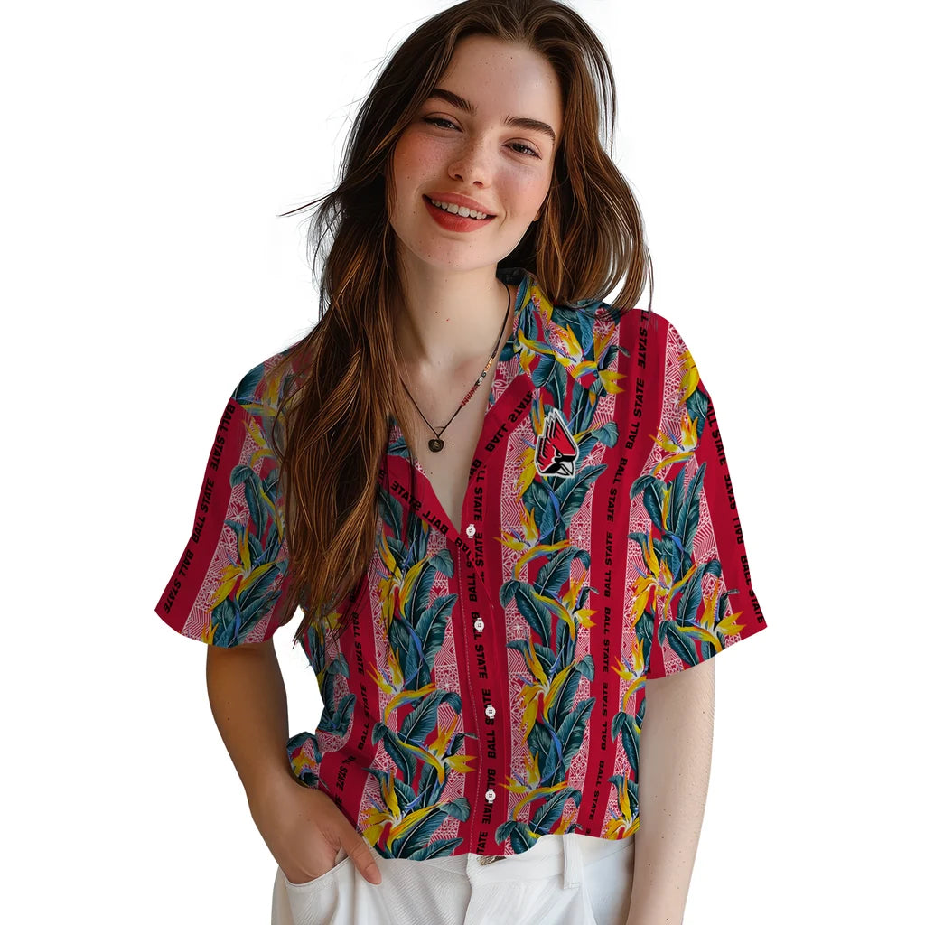 Ball State Cardinals Hawaiian Shirt - Paradise Vines | Hula Hawaiian Shirts