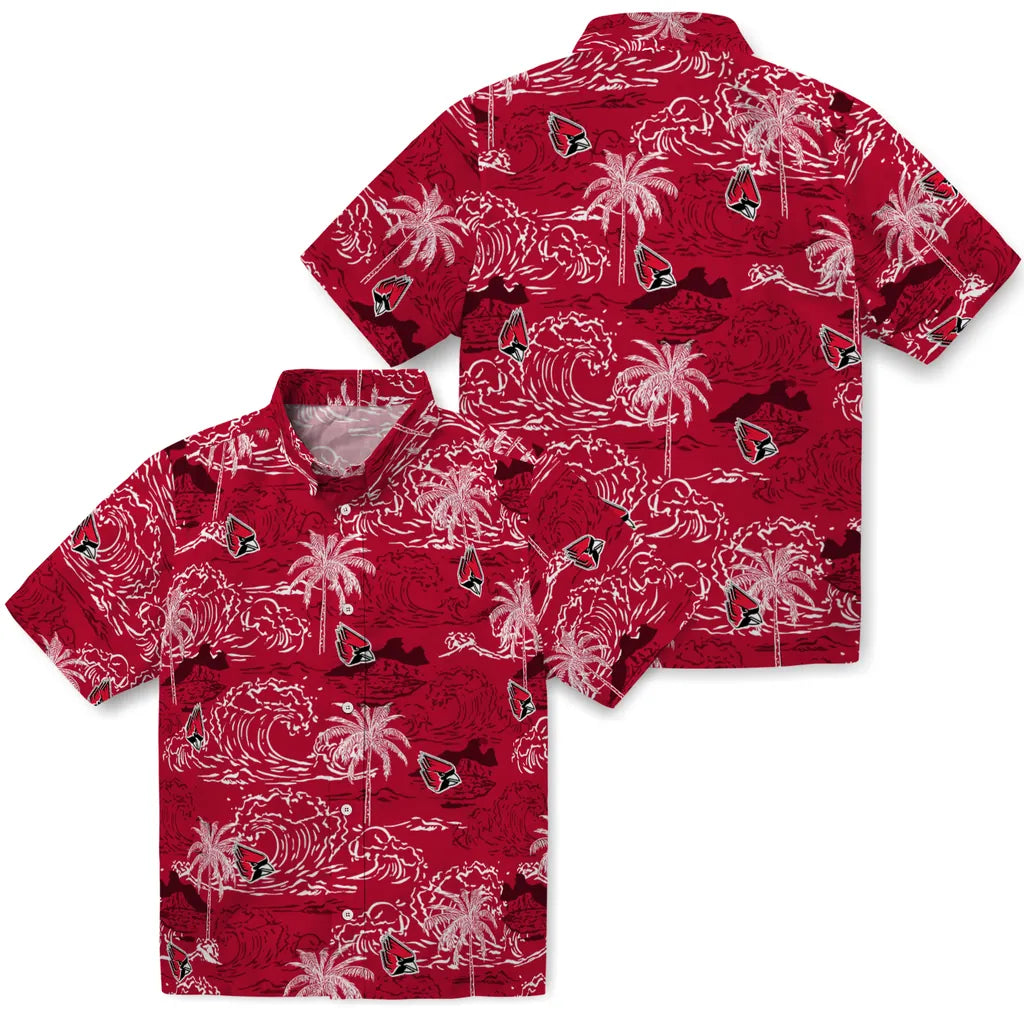 Ball State Cardinals Hawaiian Shirt - Wave Palm | Hula Hawaiian Shirts