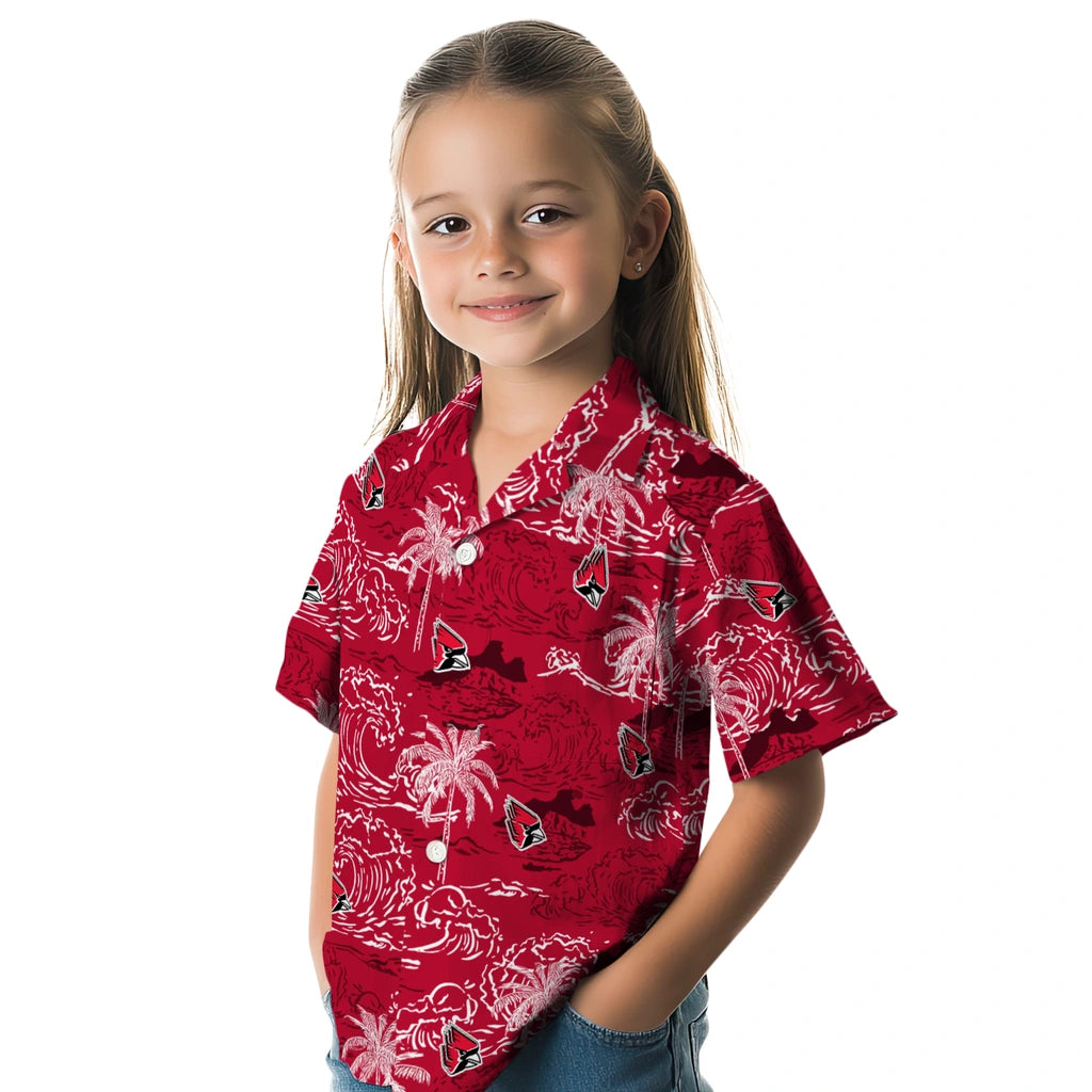 Ball State Cardinals Hawaiian Shirt - Wave Palm | Hula Hawaiian Shirts