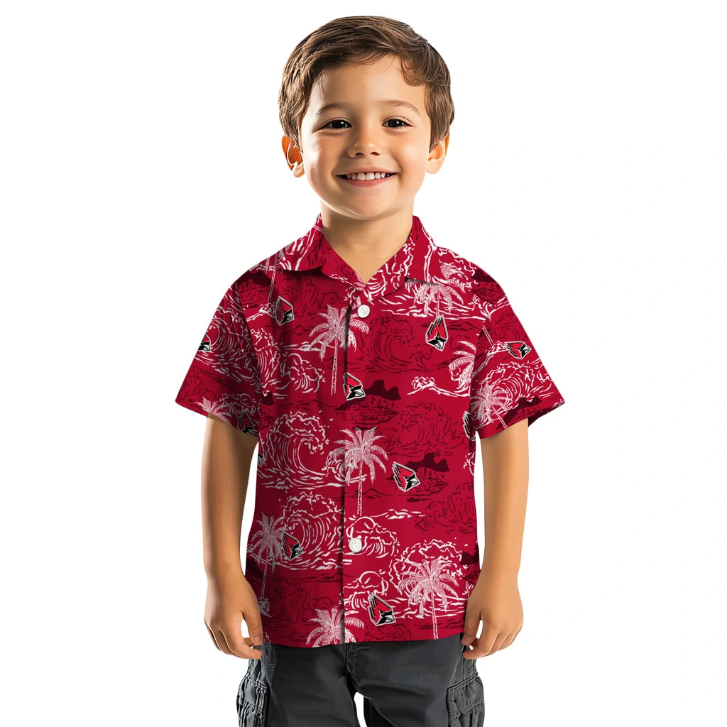 Ball State Cardinals Hawaiian Shirt - Wave Palm | Hula Hawaiian Shirts