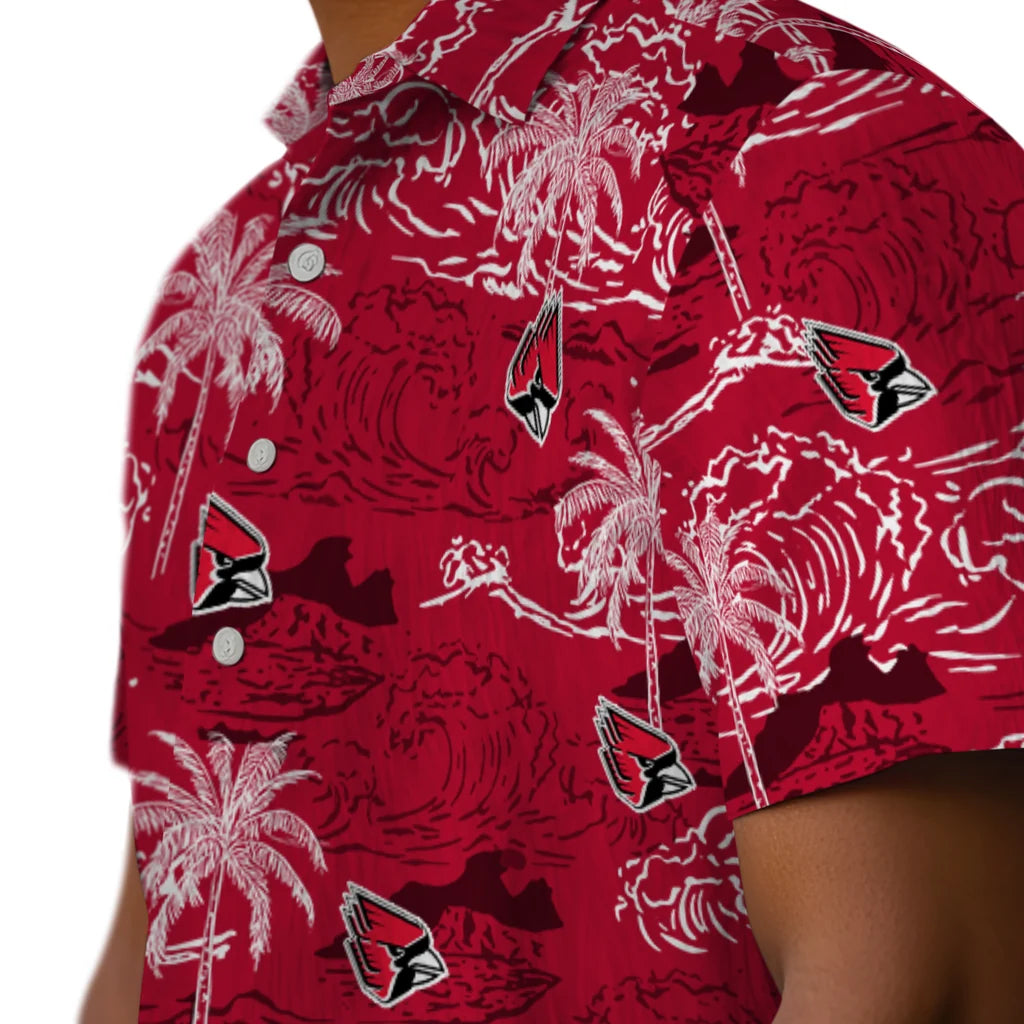 Ball State Cardinals Hawaiian Shirt - Wave Palm | Hula Hawaiian Shirts