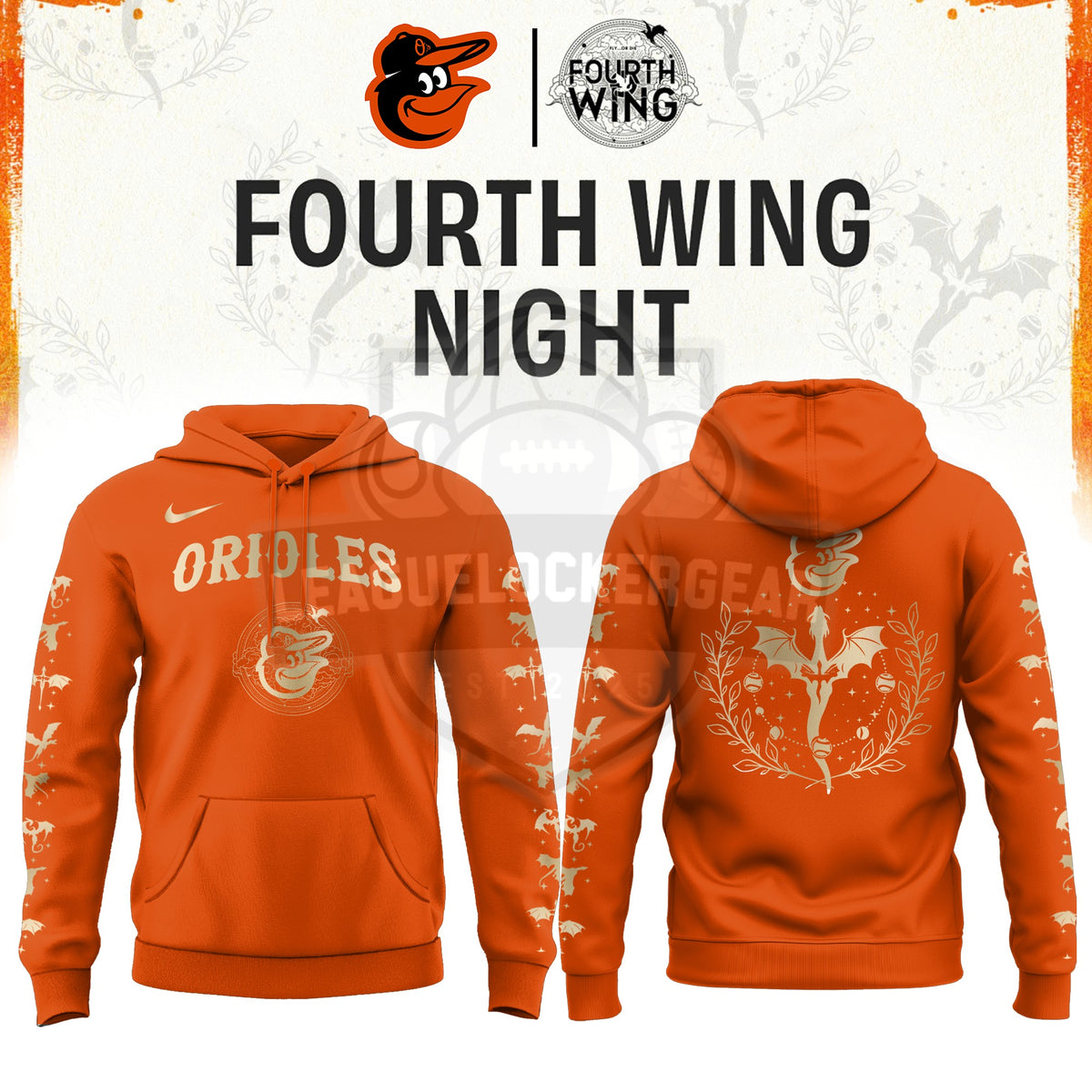 Baltimore Orioles Fourth Wing Night Hoodie - LeagueLockerGear