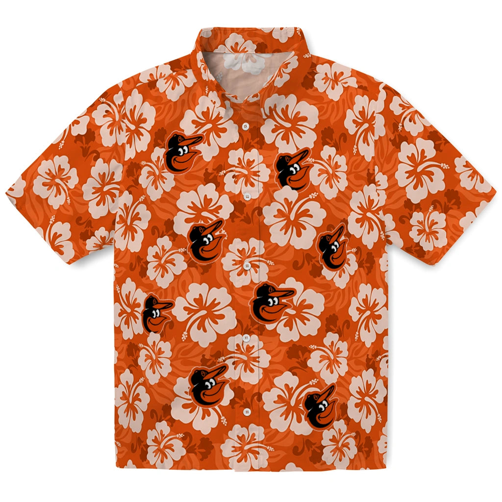 Baltimore Orioles Hawaiian Shirt - Hibiscus Cluster | Hula Hawaiian Shirts