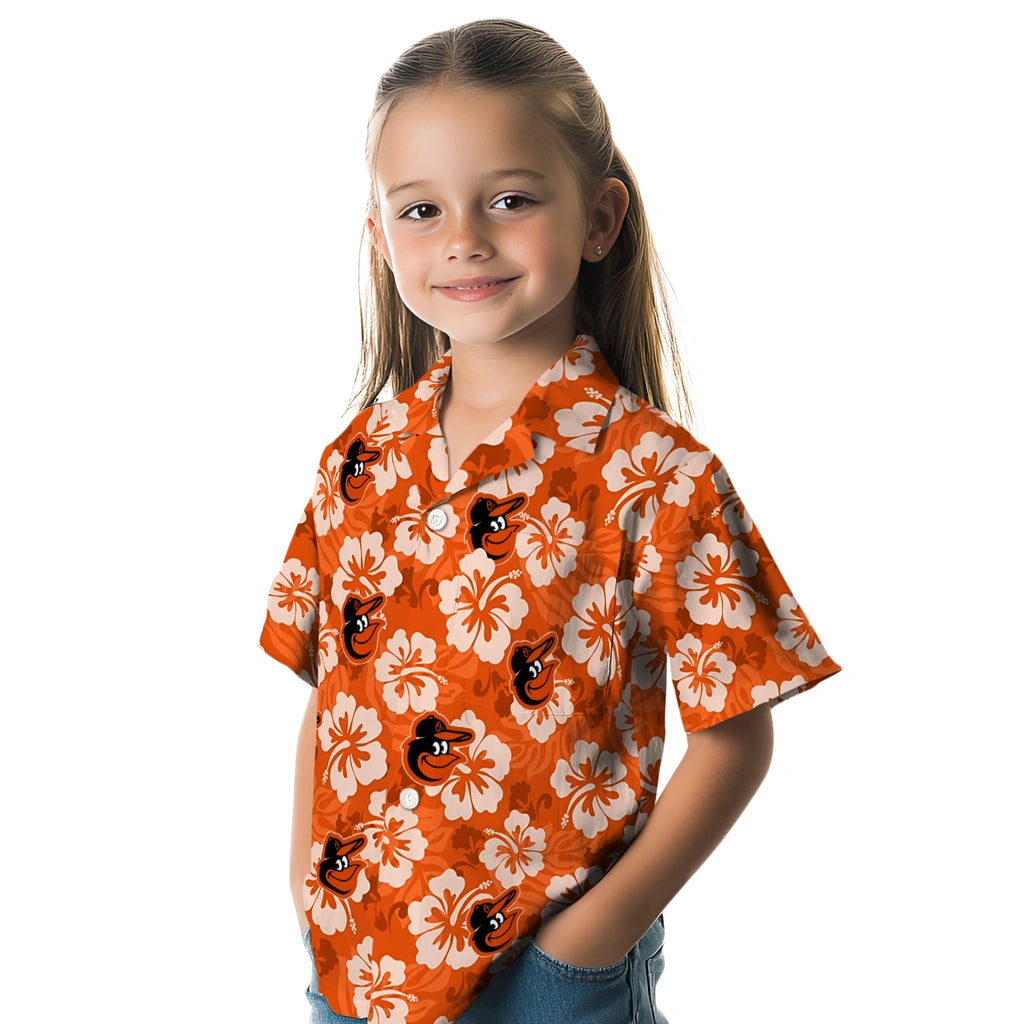 Baltimore Orioles Hawaiian Shirt - Hibiscus Cluster | Hula Hawaiian Shirts