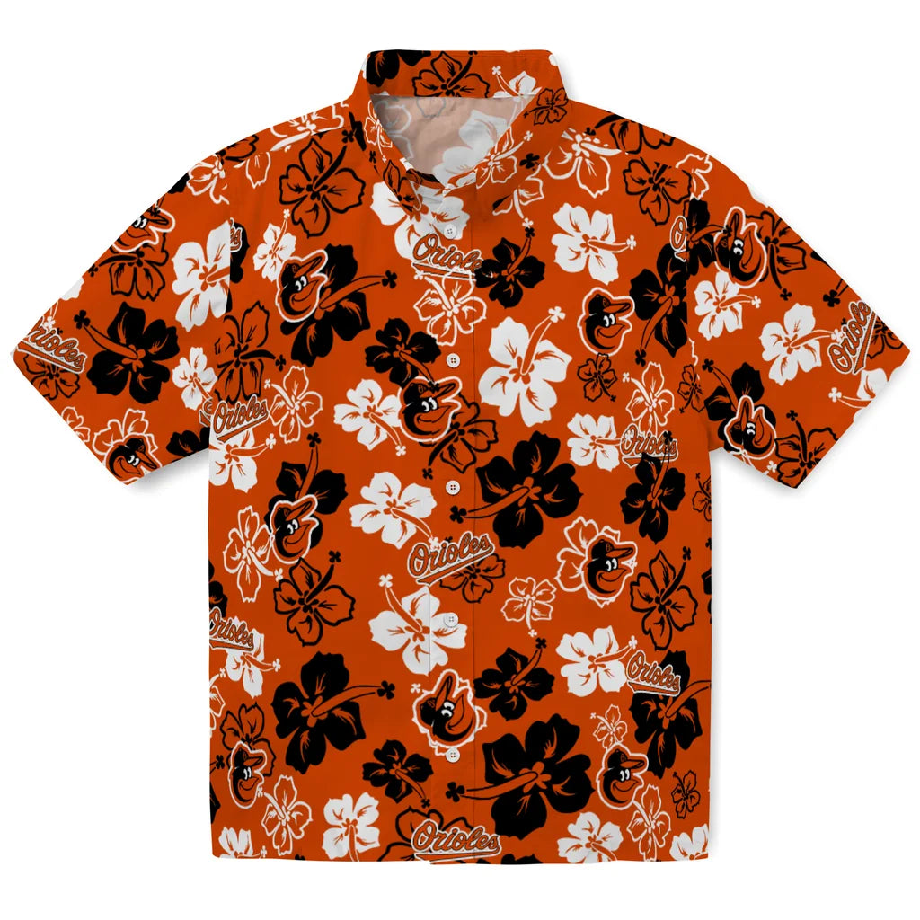 Baltimore Orioles Hawaiian Shirt - Hibiscus Flower Design | Hula Hawaiian Shirts