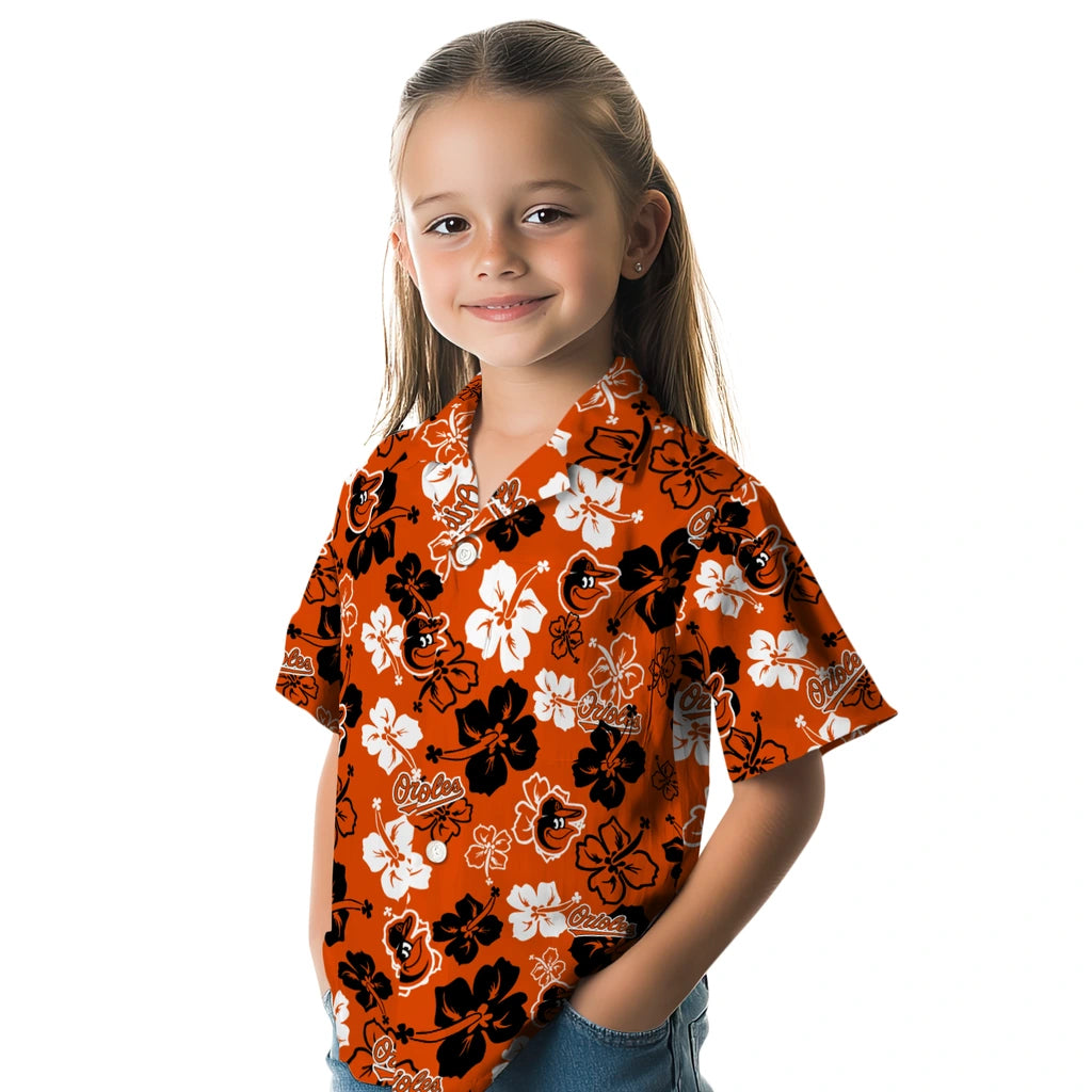 Baltimore Orioles Hawaiian Shirt - Hibiscus Flower Design | Hula Hawaiian Shirts