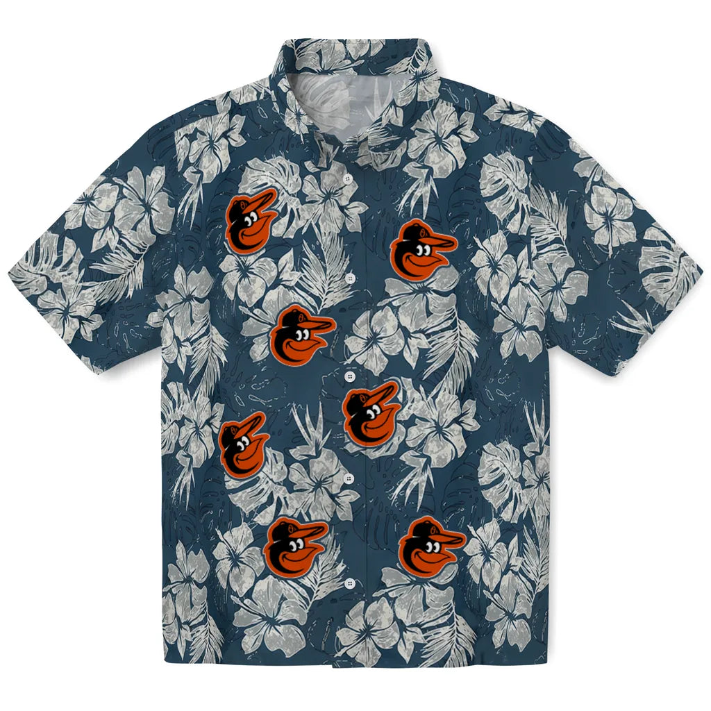 Baltimore Orioles Hawaiian Shirt - Hibiscus Flowers | Hula Hawaiian Shirts