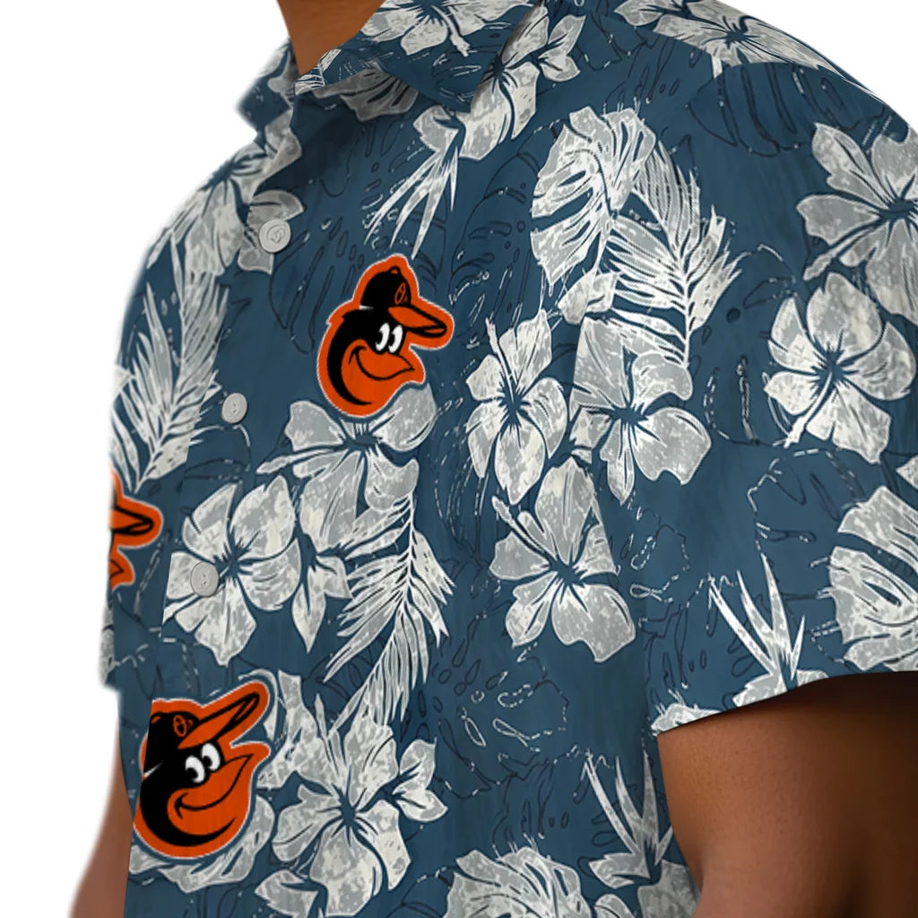 Baltimore Orioles Hawaiian Shirt - Hibiscus Flowers | Hula Hawaiian Shirts