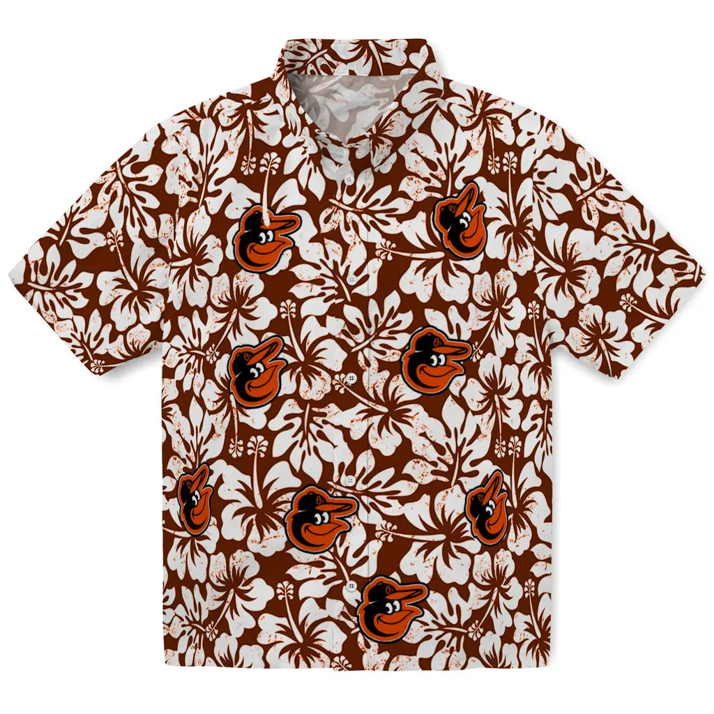Baltimore Orioles Hawaiian Shirt - Hibiscus Motif | Hula Hawaiian Shirts