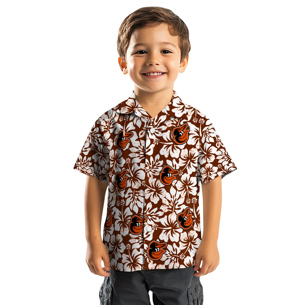 Baltimore Orioles Hawaiian Shirt - Hibiscus Motif | Hula Hawaiian Shirts