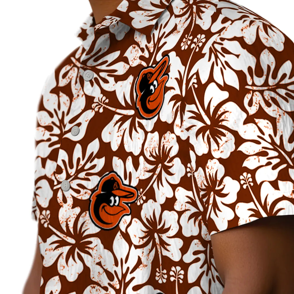 Baltimore Orioles Hawaiian Shirt - Hibiscus Motif | Hula Hawaiian Shirts