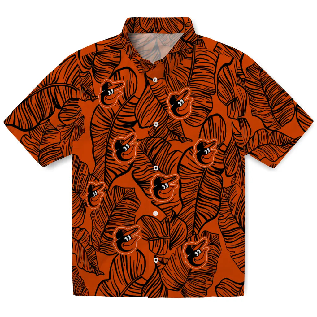Baltimore Orioles Hawaiian Shirt - Leaf Outline | Hula Hawaiian Shirts
