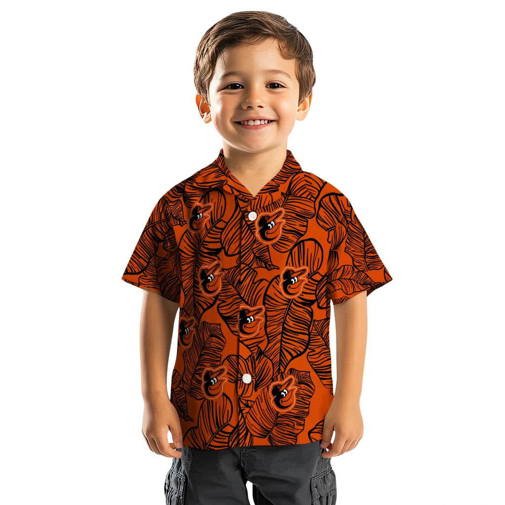 Baltimore Orioles Hawaiian Shirt - Leaf Outline | Hula Hawaiian Shirts