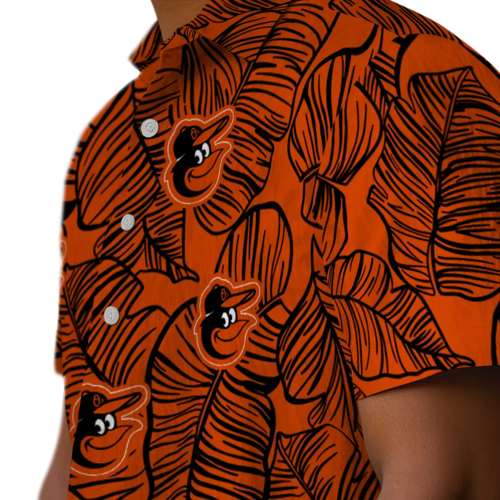 Baltimore Orioles Hawaiian Shirt - Leaf Outline | Hula Hawaiian Shirts